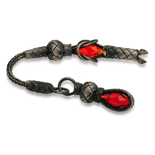Zircon Stone Tasseled Kazaz Wire Art Silver