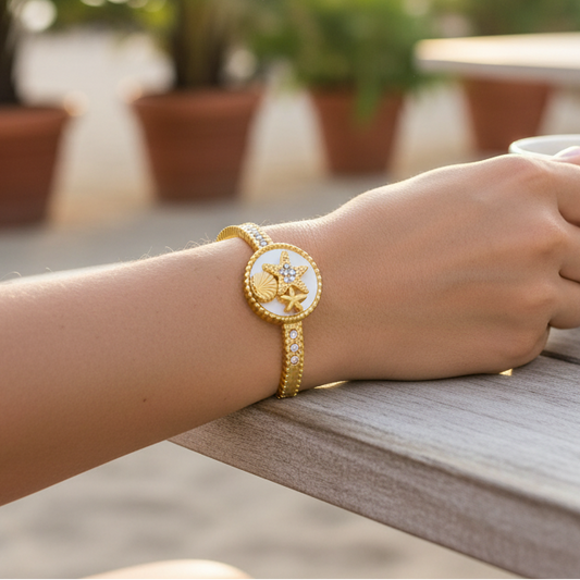 Starfish Scallop Open Bangle