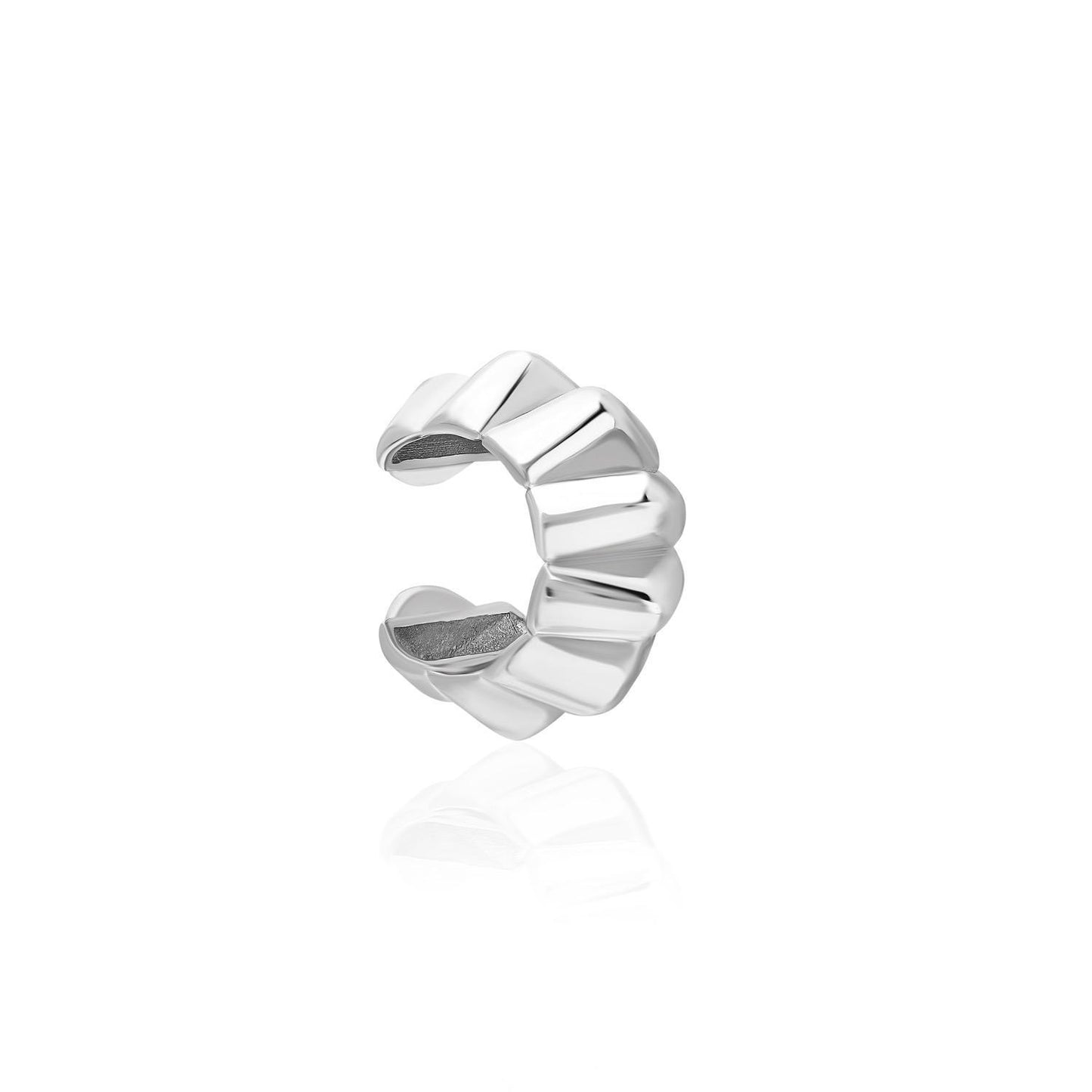 Accordion Silver Ear Cuff