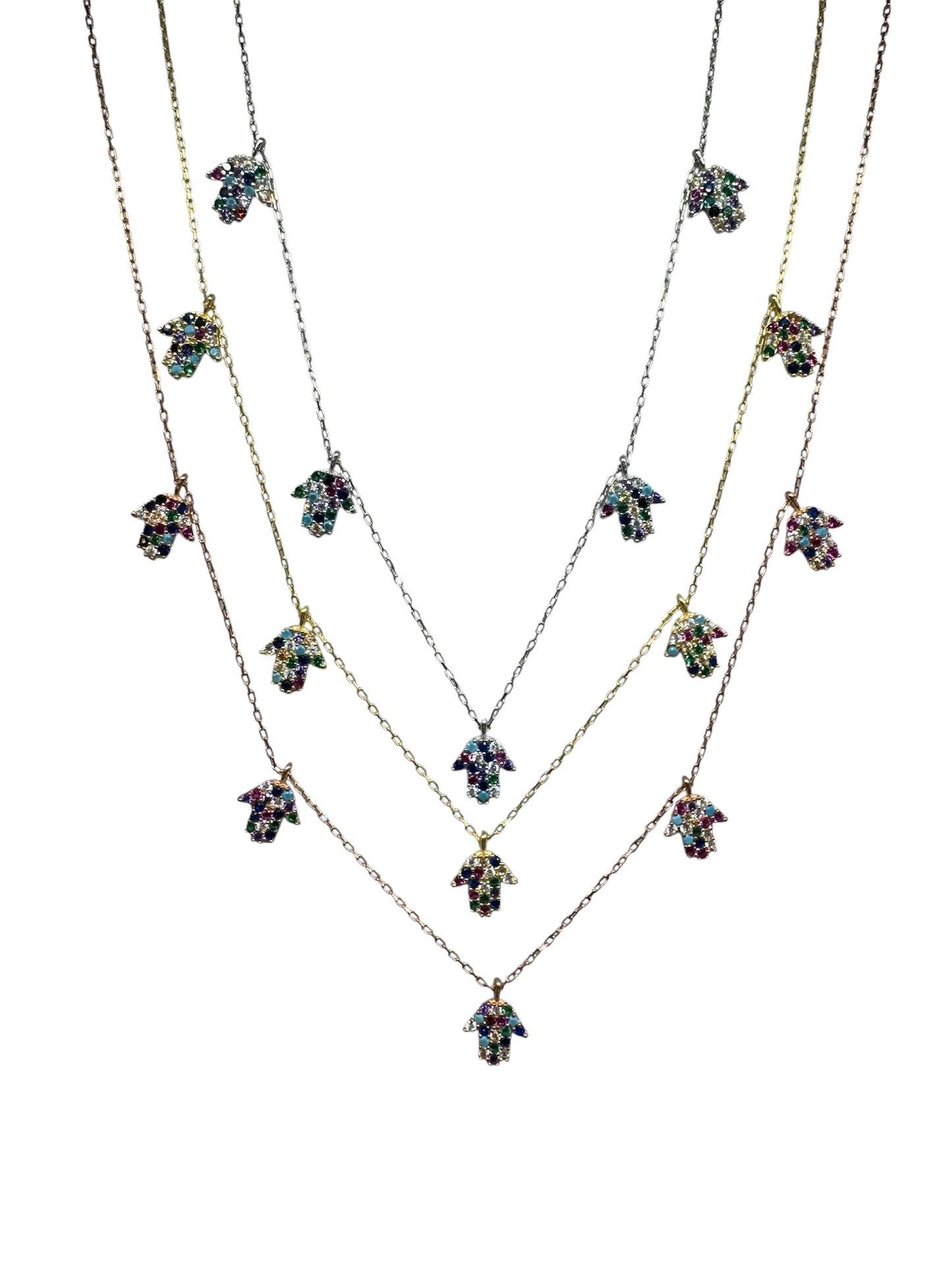 5 Mix Hand Silver Necklace