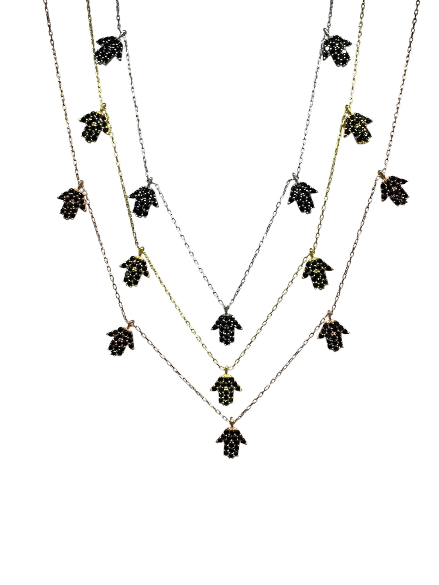 5 Black Hand Silver Necklace