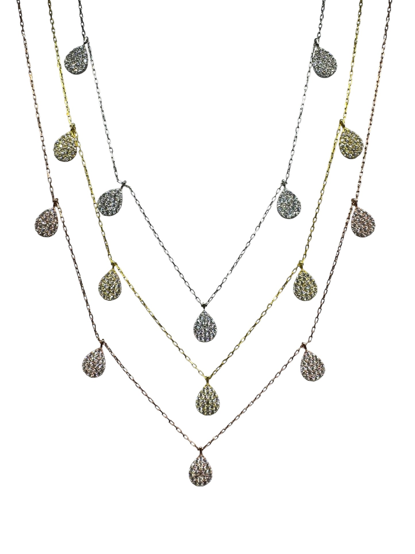 5 White Drop Silver Necklace