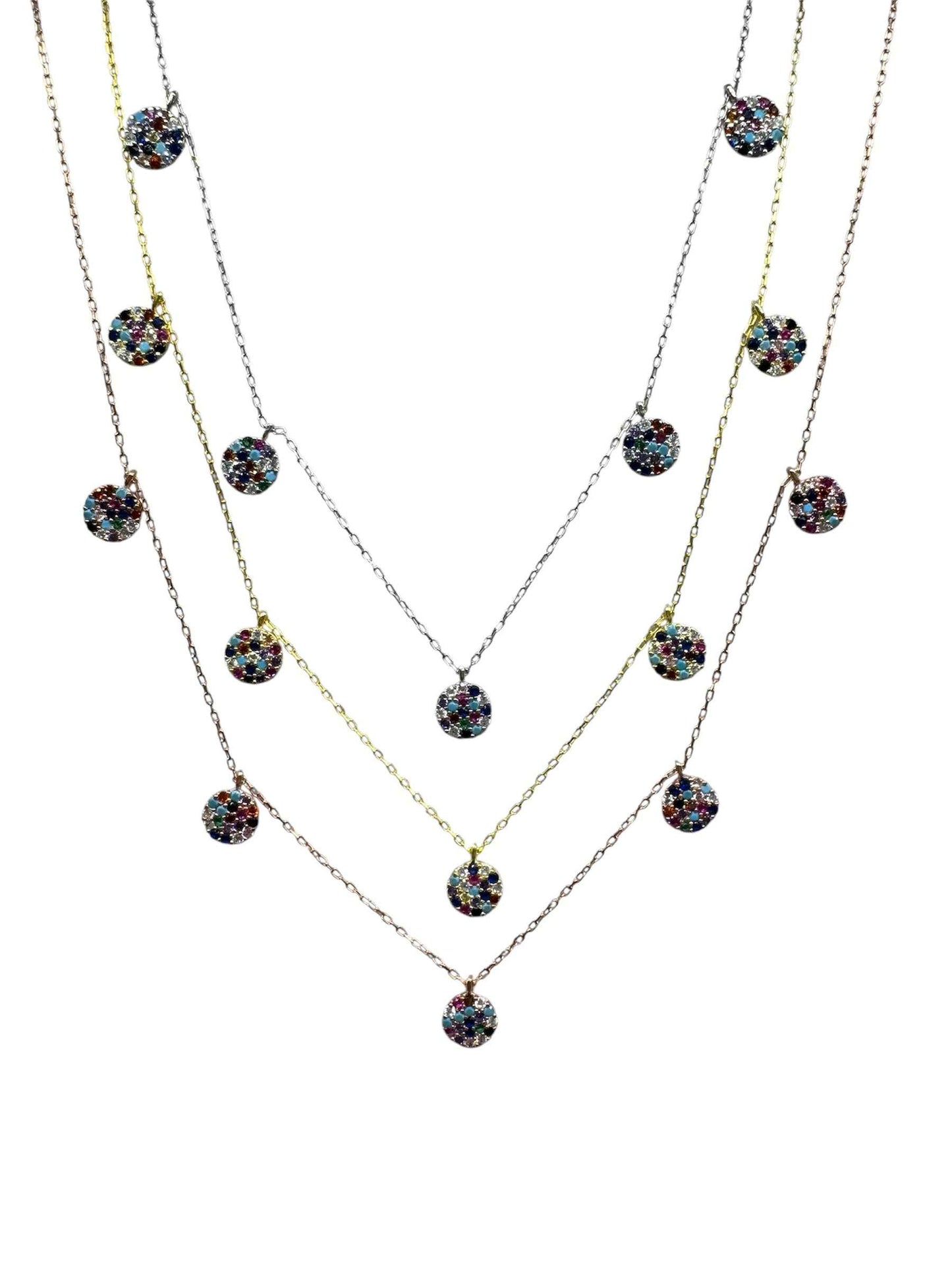 5 Mix Circle Silver Necklace