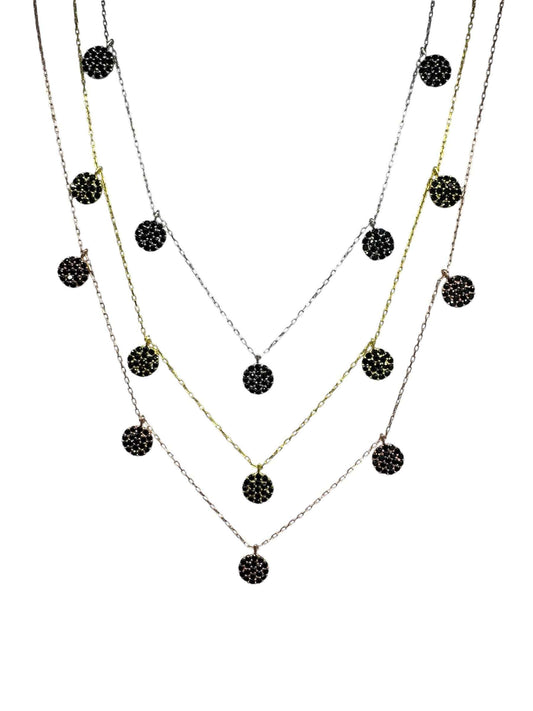 5 Black Circle Silver Necklace