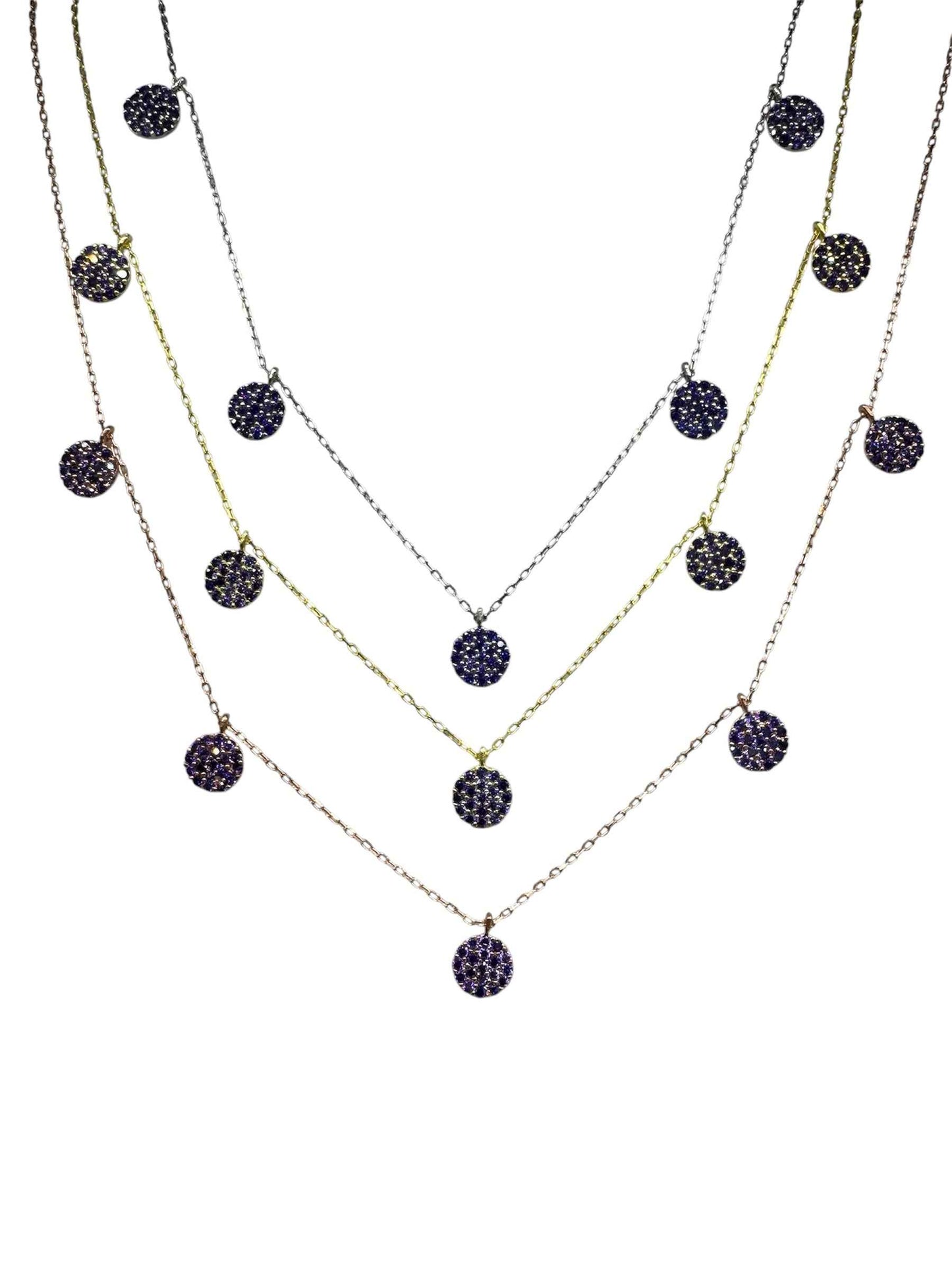 5 Purple Circle Silver Necklace