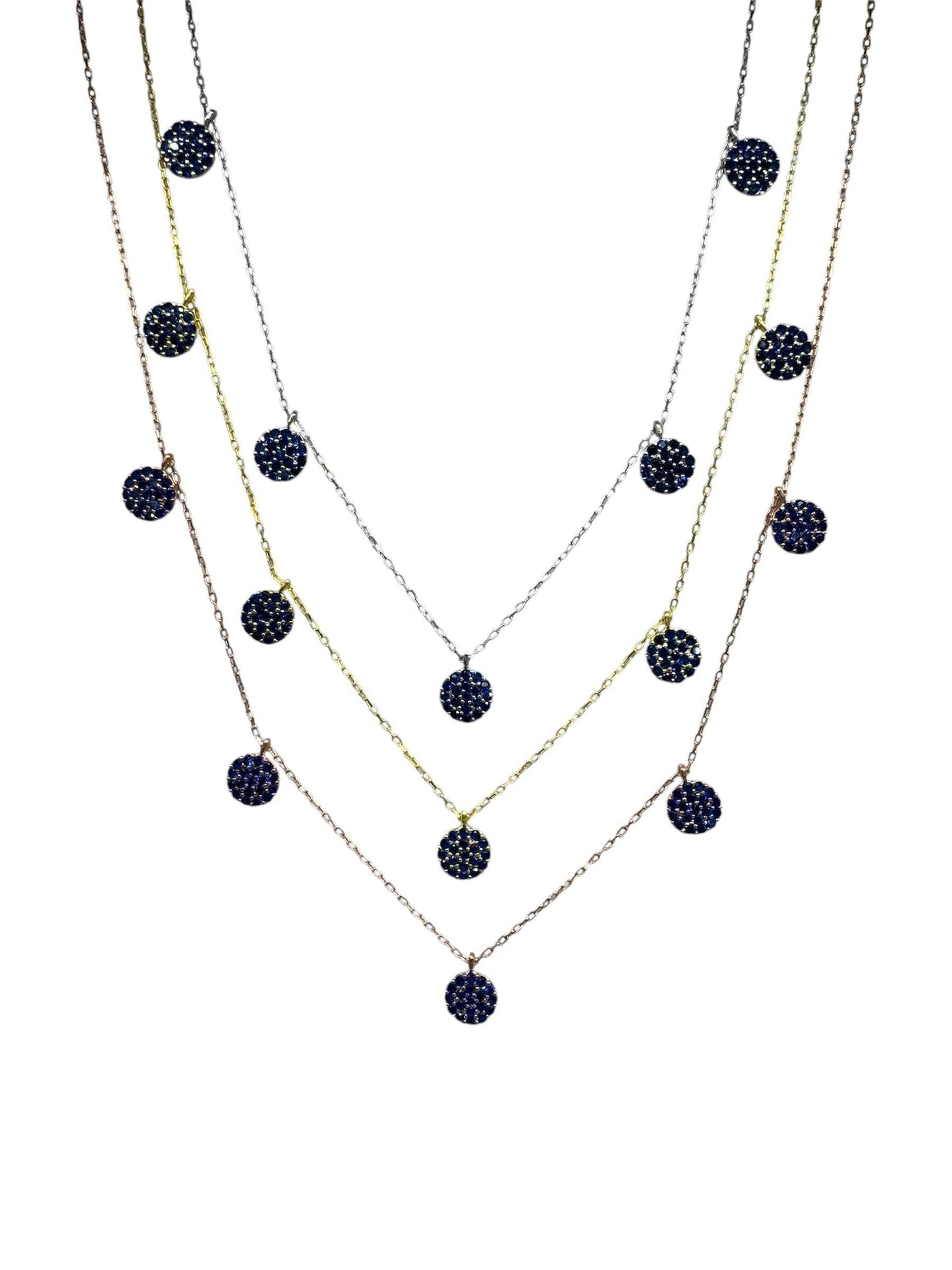 5 Navy Circle Silver Necklace