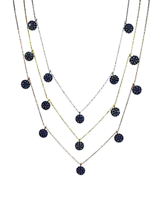 5 Navy Circle Silver Necklace