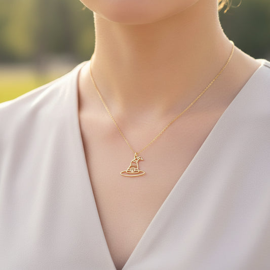 Dainty Witch Hat Charm Necklace