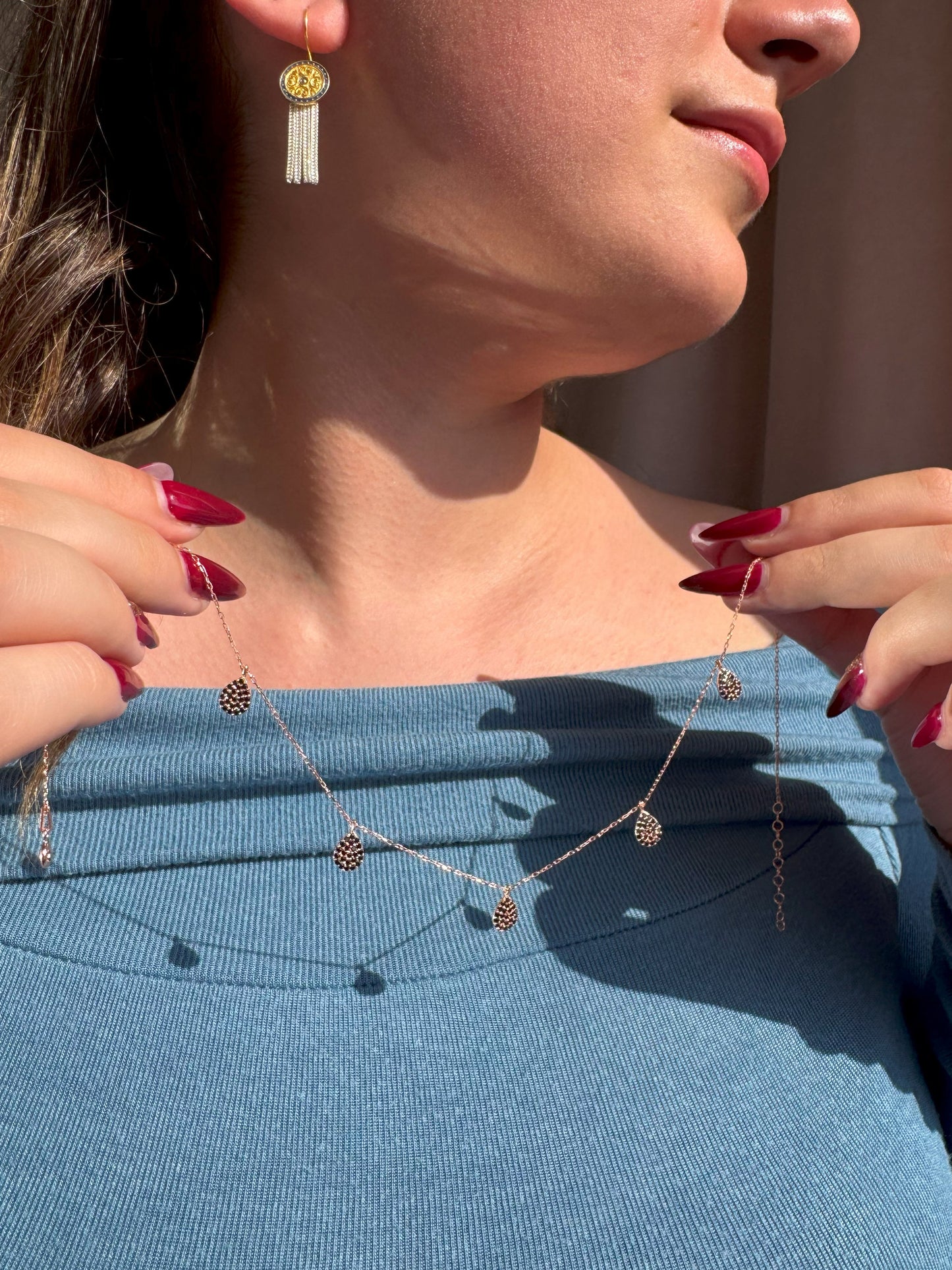 5 Black Drop Silver Necklace
