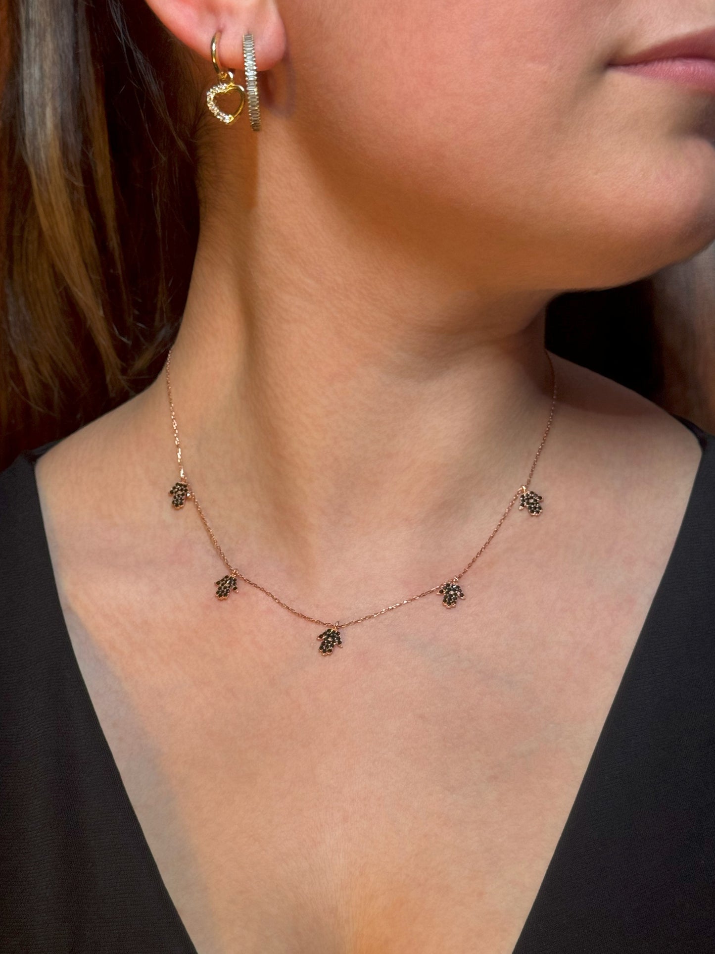 5 Black Hand Silver Necklace