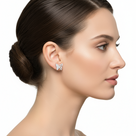 Spiked Butterfly Silver Earrings