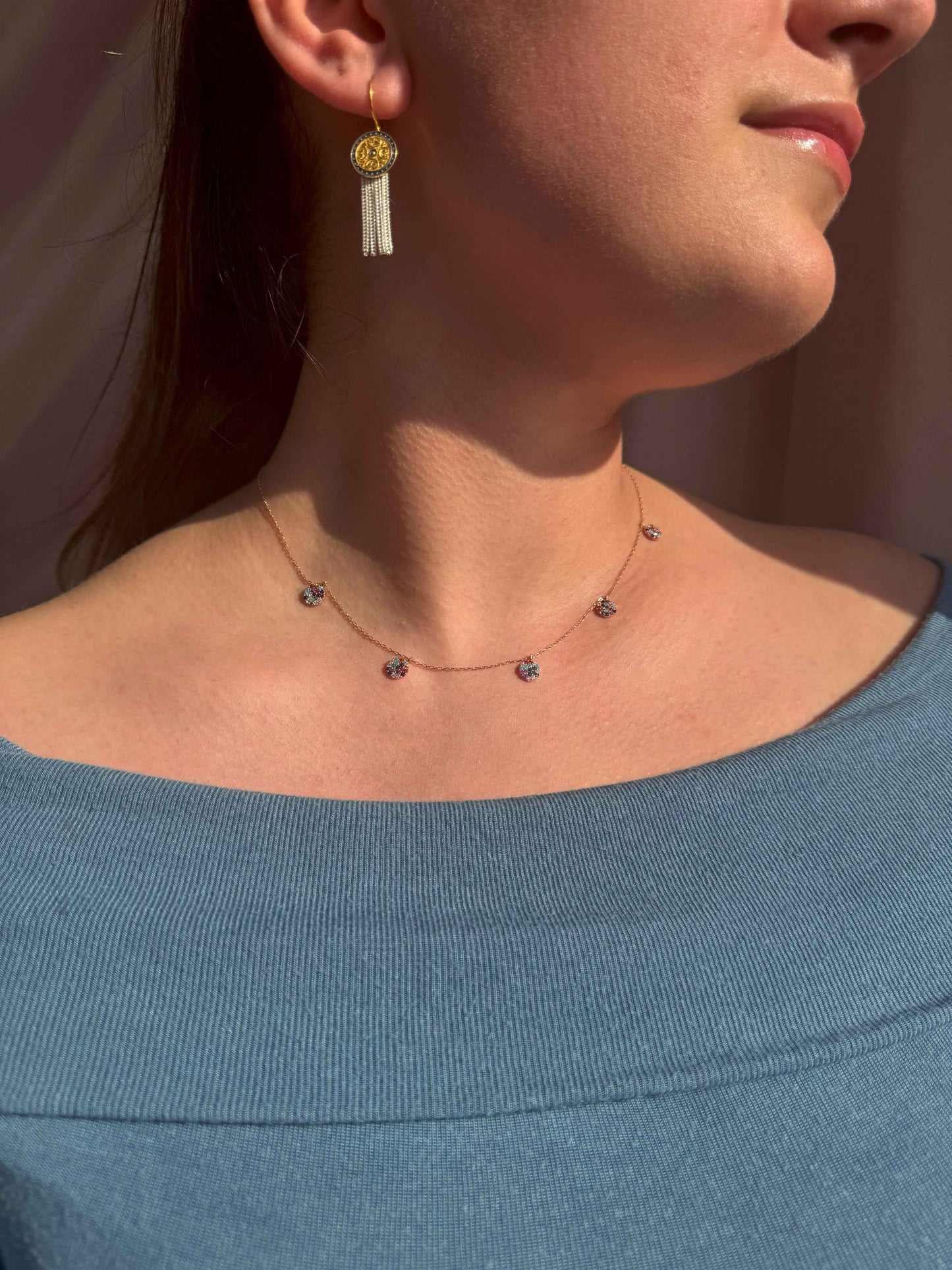5 Mix Circle Silver Necklace