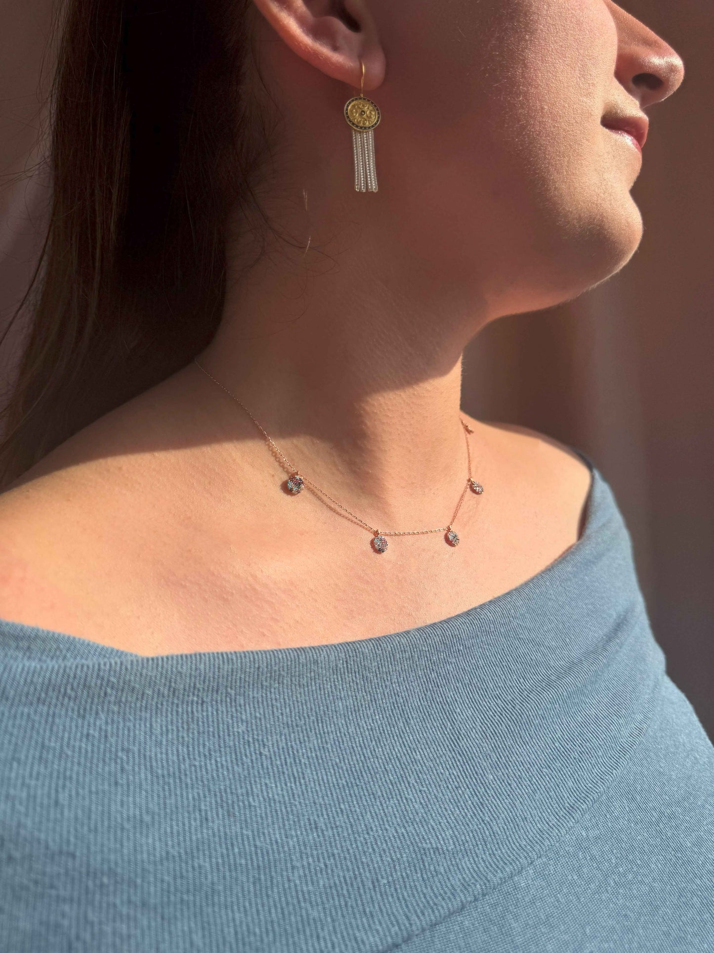 5 Mix Circle Silver Necklace