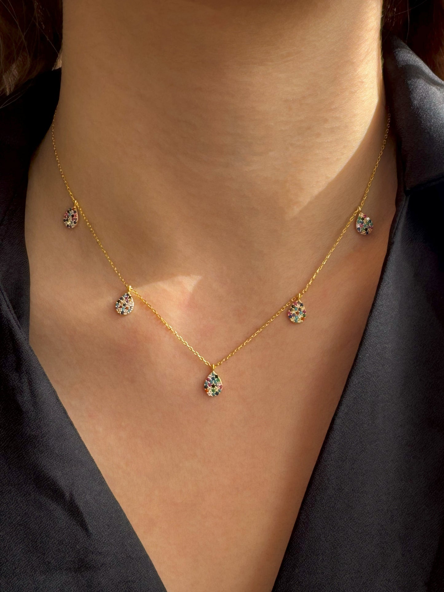 5 Mix Drop Silver Necklace