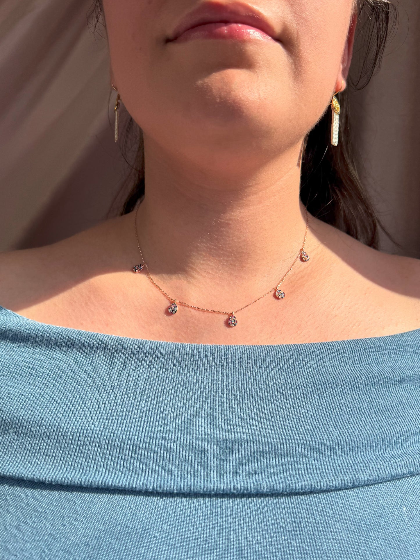 5 Mix Drop Silver Necklace
