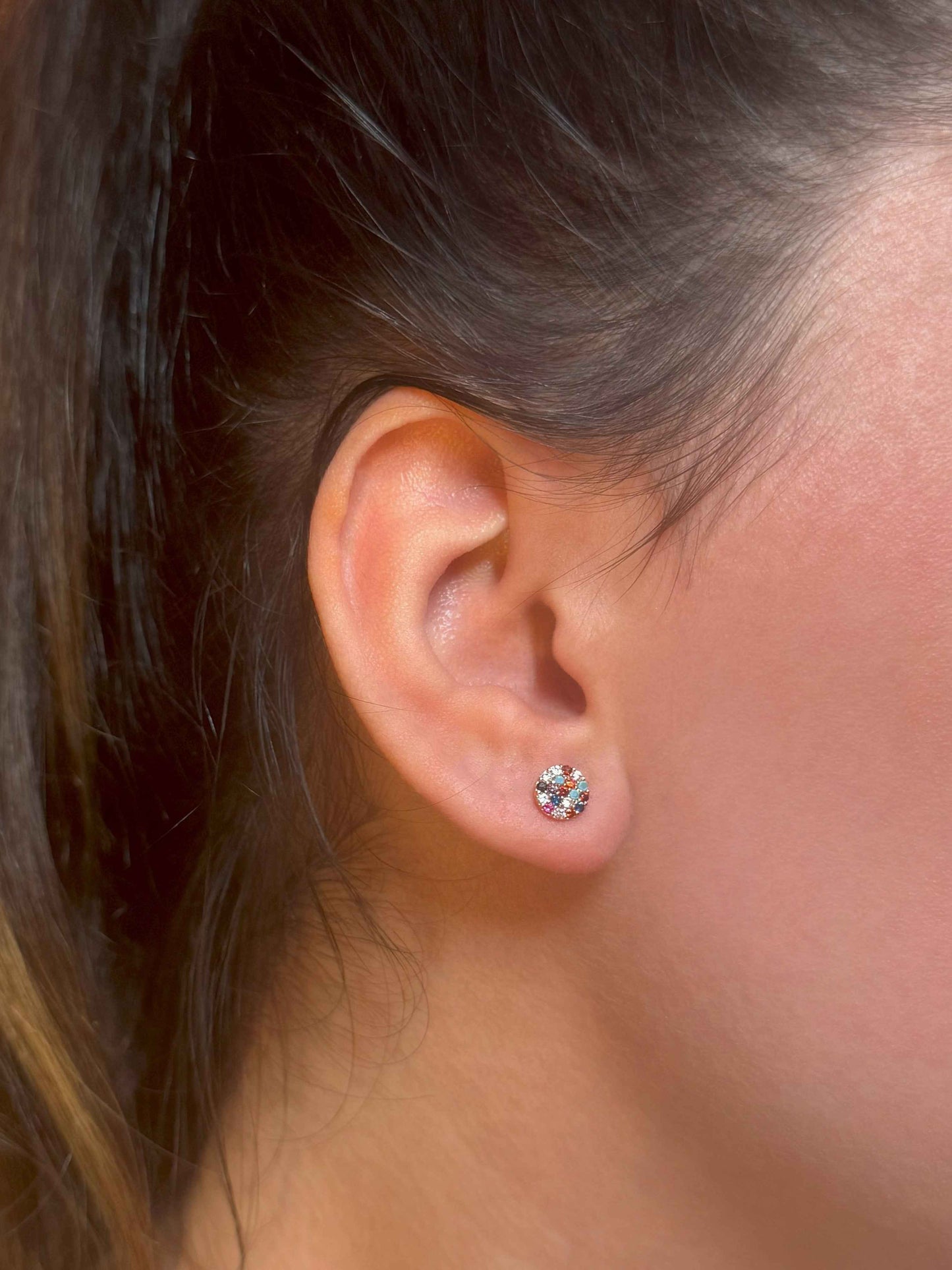 Mini Mix Circle Silver Earrings