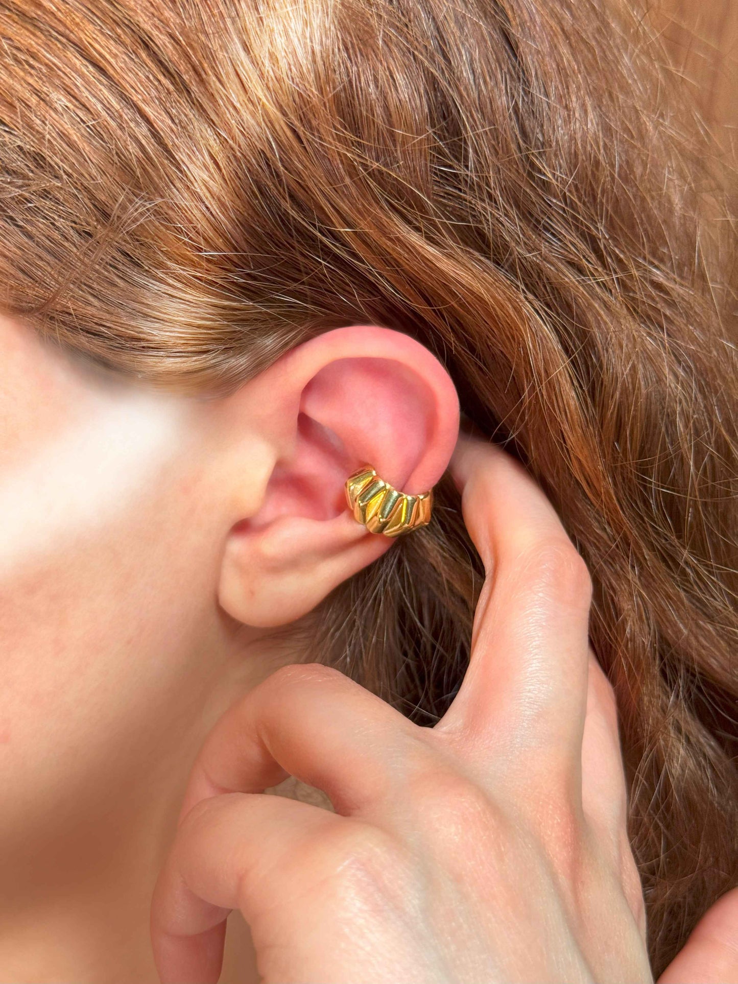 Accordion Silver Ear Cuff