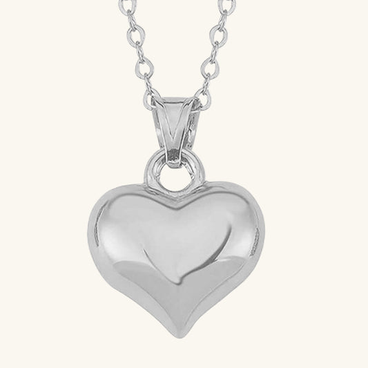 3D Herz Damen Silber Halskette