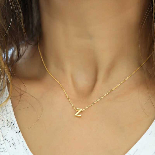 Gold Plated 3D Letter Z Women's Silver Necklace