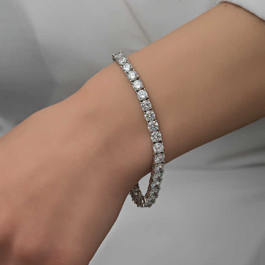 Bracelet en argent pour femme avec pierre blanche de 3 mm
