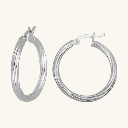 Boucles d'oreilles créoles spirales en argent pour femme de 3 mm