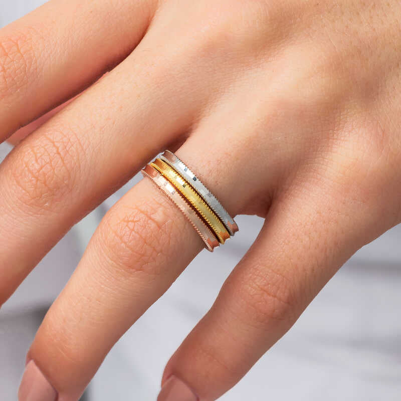 Bague en argent tricolore Ajda pour femme