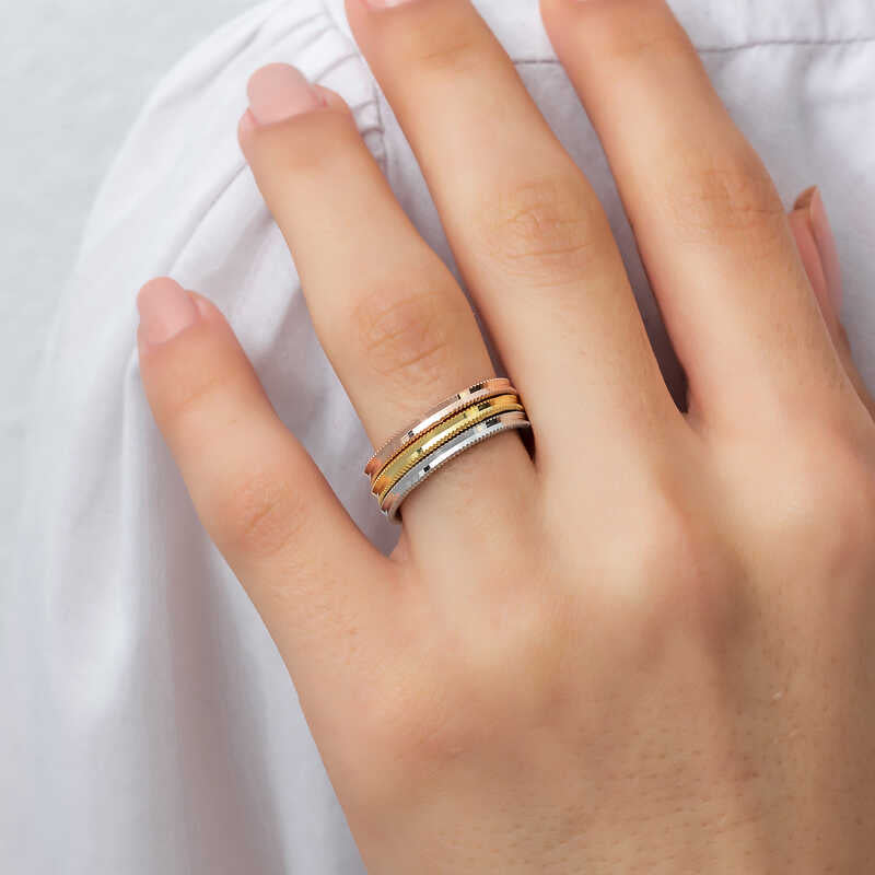 Bague en argent tricolore Ajda pour femme
