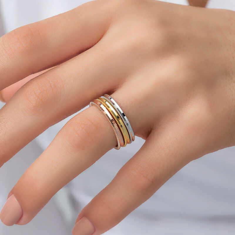 Bague en argent tricolore Ajda pour femme