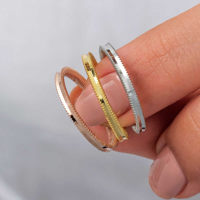 Bague en argent tricolore Ajda pour femme
