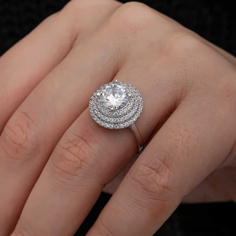3 Row Stone Anturaj Women's Silver Ring