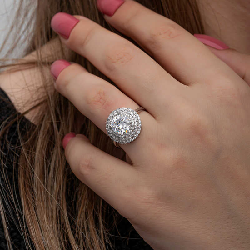 3 Row Stone Anturaj Women's Silver Ring