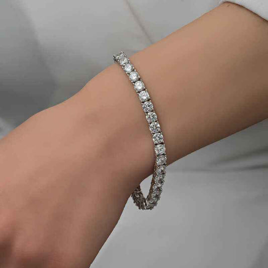 5 mm White Stone Water Channel Women's Silver Bracelet