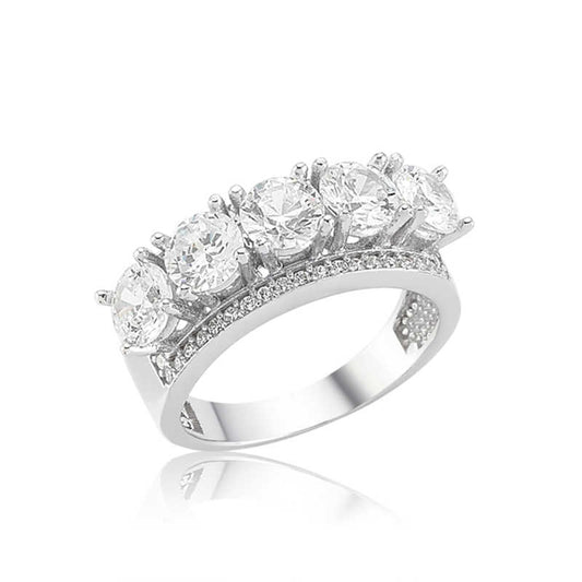 5 Stein Damen Silberring
