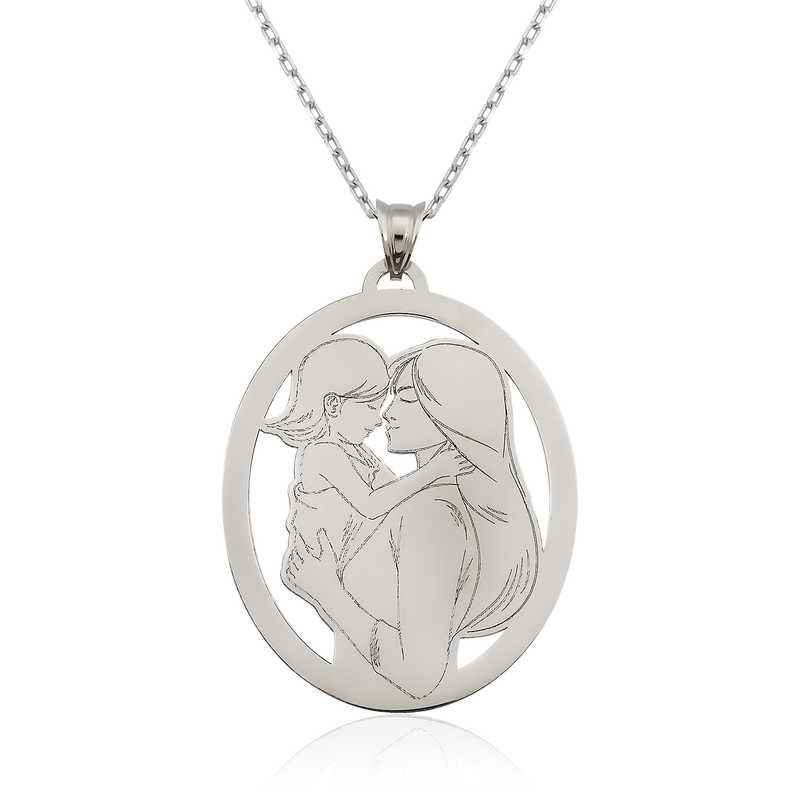 Mother Daughter Silver Necklace