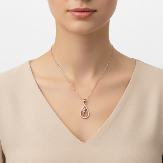 Drop Mother Child Silver Necklace