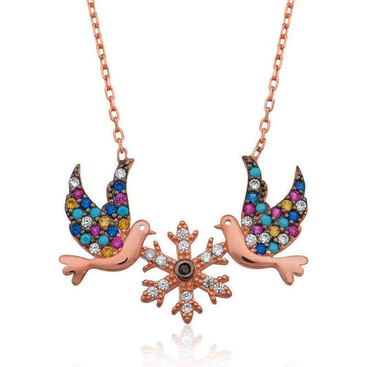 Love Birds Women's Silver Necklace