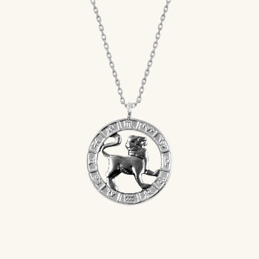 Collier en argent avec signe du zodiaque Lion