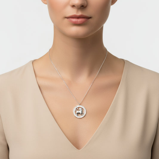 Collier en argent avec signe du zodiaque Lion