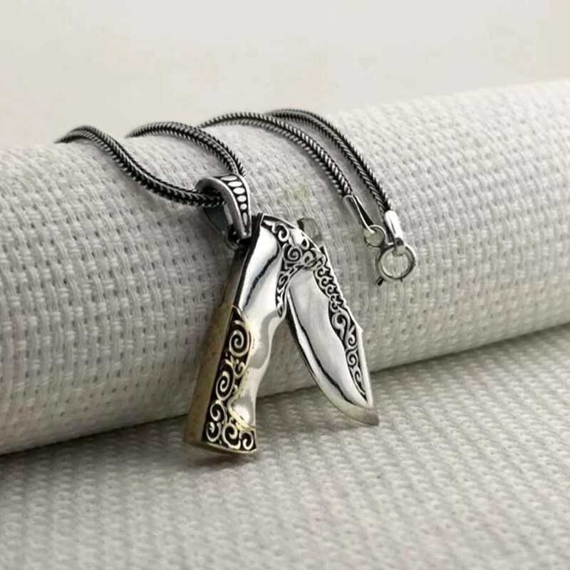 Hunter's Knife Men's Silver Necklace