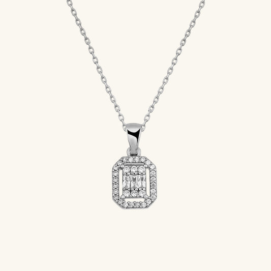 Baguette Stein Damen Silber Halskette