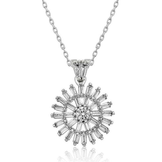 Baguette Stone Women's Silver Necklace