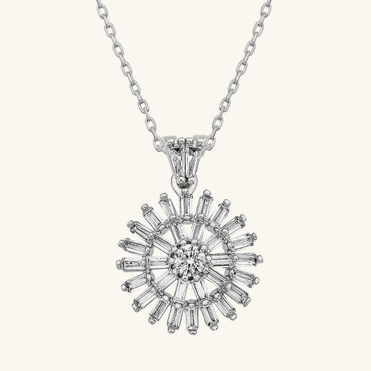 Baguette Stein Damen Silber Halskette