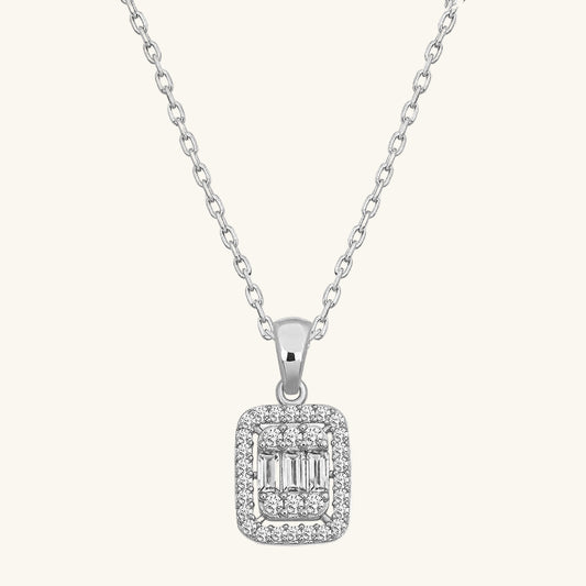 Baguette Stone Women's Silver Pendant