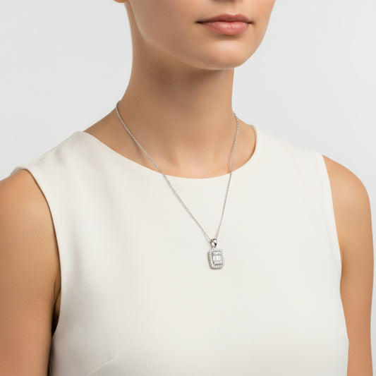 Baguette Stein Damen Silber Halskette