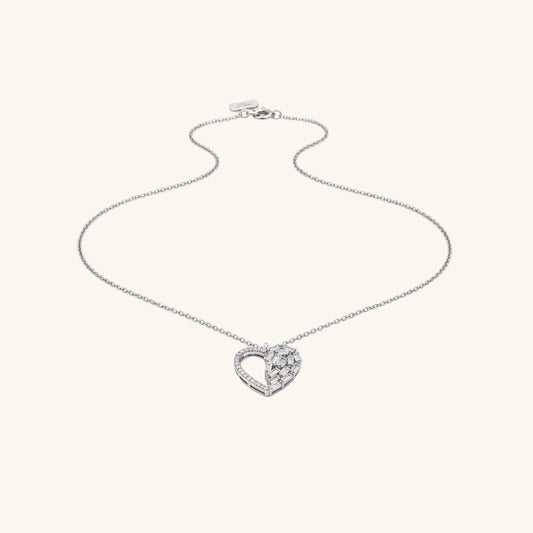 Baguette Stone Heart Women's Silver Necklace