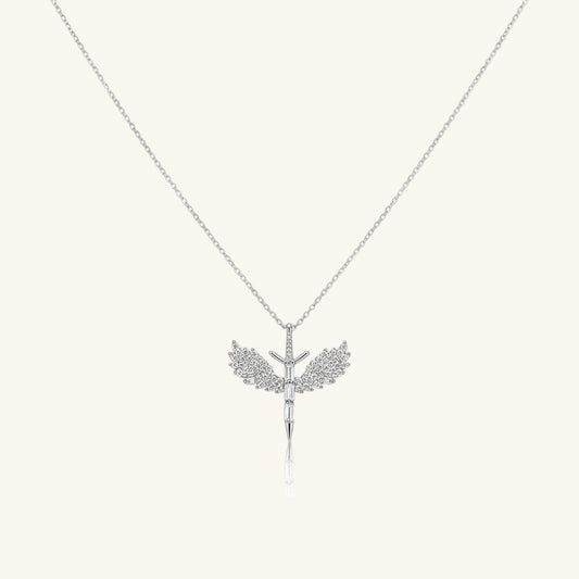 Baguette Stone Michael Sword Women's Silver Necklace