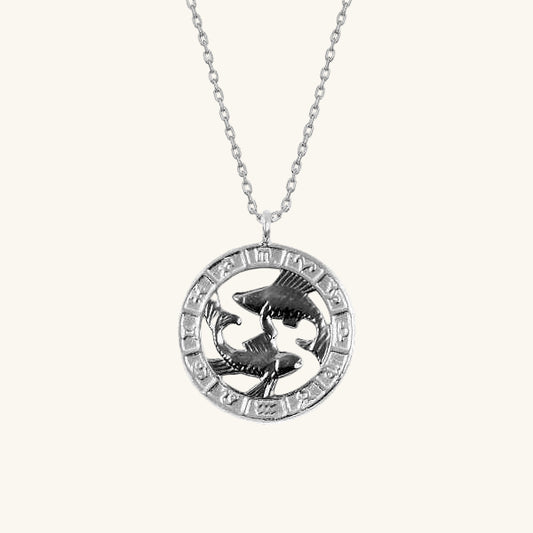 Pisces Zodiac Silver Necklace