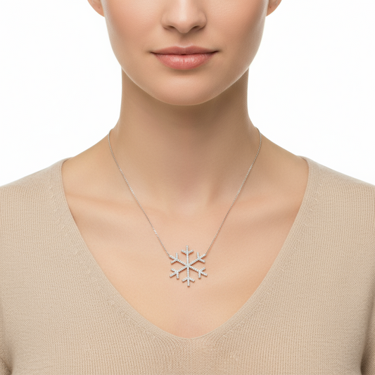 Collier en argent pour femme avec flocon de neige