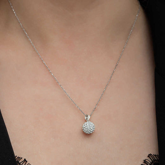 White Crystal Stone Women's Silver Necklace