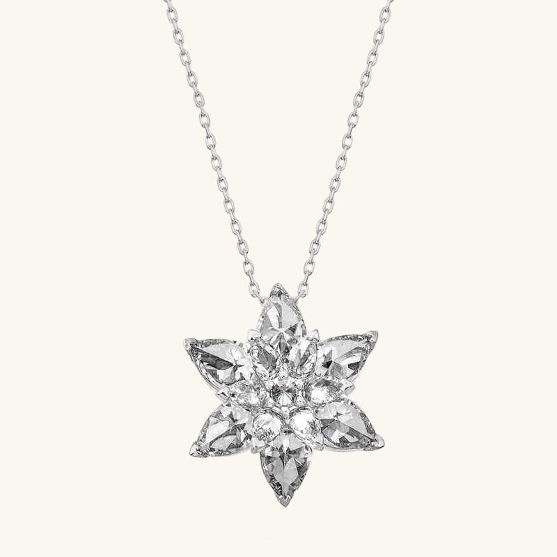 White Lotus Flower Women's Silver Necklace